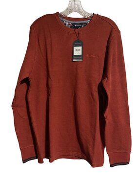Ben Sherman Mens Burnt Henna Sweater Size Medium Waffle Knit Thermal Shirt